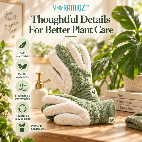 Yoramiqz™ Leaf Whisper – Soft Microfiber Plant Leaf Cleaning Gloves for Monstera, Fiddle Leaf Fig, Rubber Plants & Houseplants