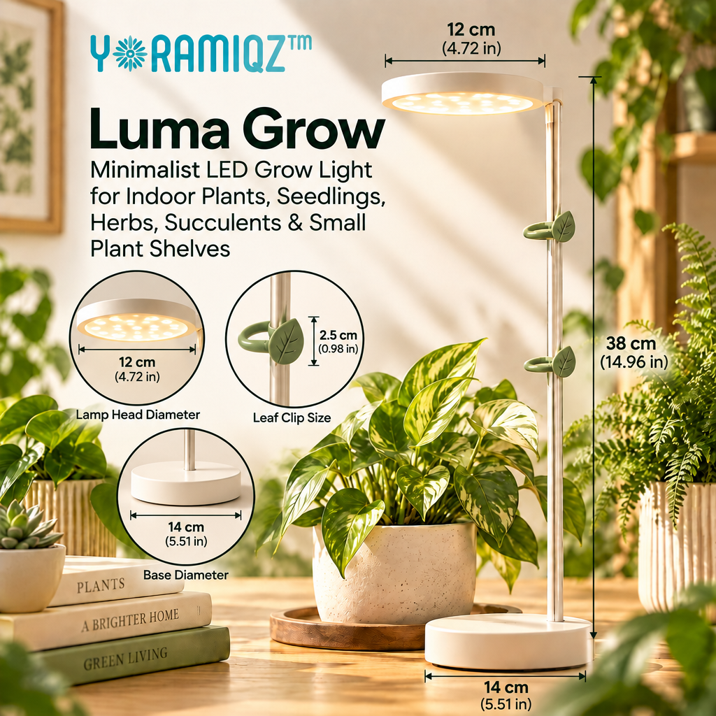 Yoramiqz™ Luma Grow – Minimalist LED Grow Light for Indoor Plants, Seedlings, Herbs, Succulents & Small Plant Shelves