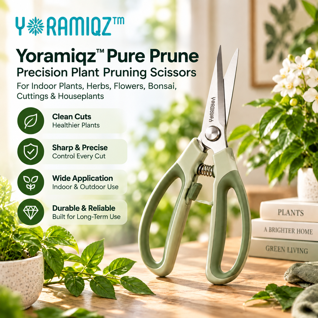 Yoramiqz™ Pure Prune – Precision Plant Pruning Scissors for Indoor Plants, Herbs, Flowers, Bonsai, Cuttings & Houseplants