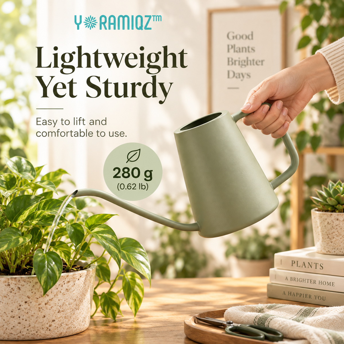 Yoramiqz™ Terra Pour – Minimalist Long-Spout Watering Can for Indoor Plants, Bonsai, Succulents, Herbs & Houseplants