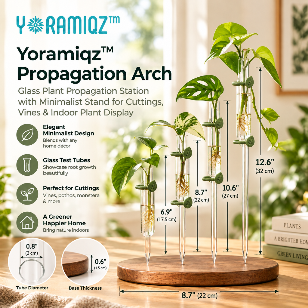 Yoramiqz™ Propagation Arch – Glass Plant Propagation Station with Minimalist Stand for Cuttings, Vines & Indoor Plant Display