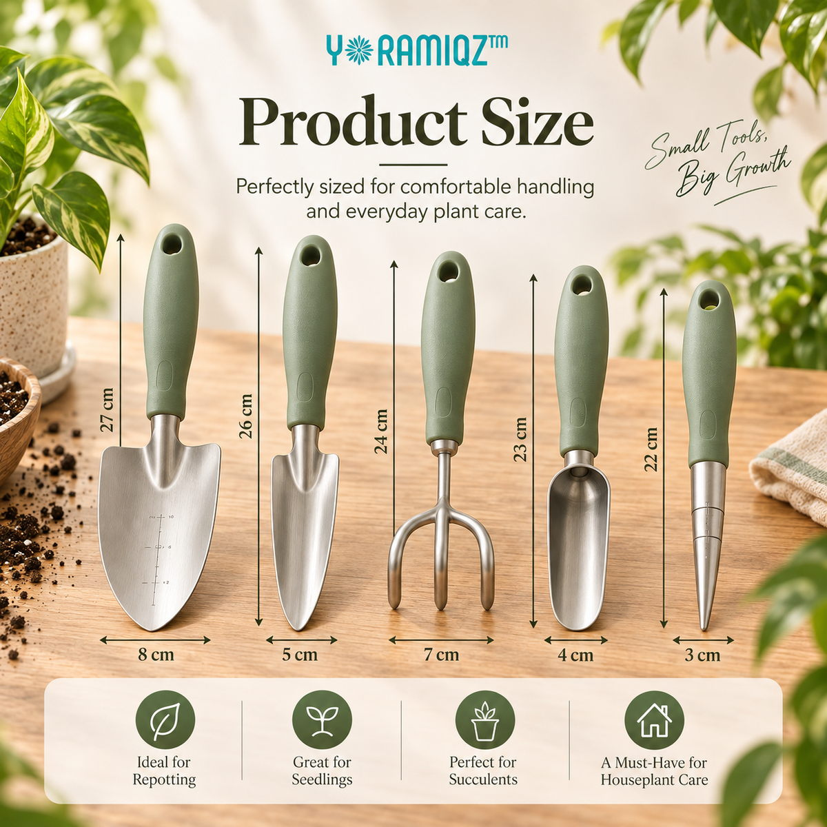 Yoramiqz™ Root Ritual – Premium Indoor Plant Transplanting Tool Set for Repotting, Seedlings, Succulents & Houseplant Care