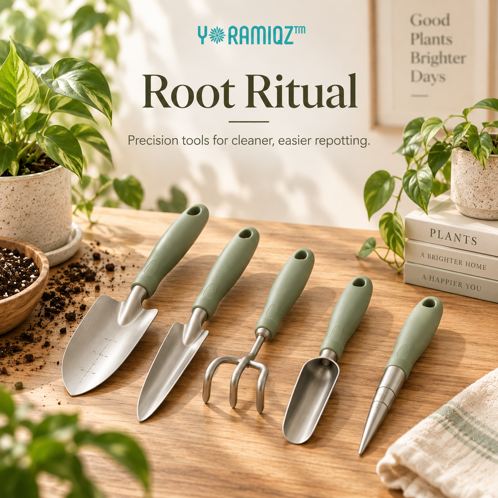 Yoramiqz™ Root Ritual – Premium Indoor Plant Transplanting Tool Set for Repotting, Seedlings, Succulents & Houseplant Care