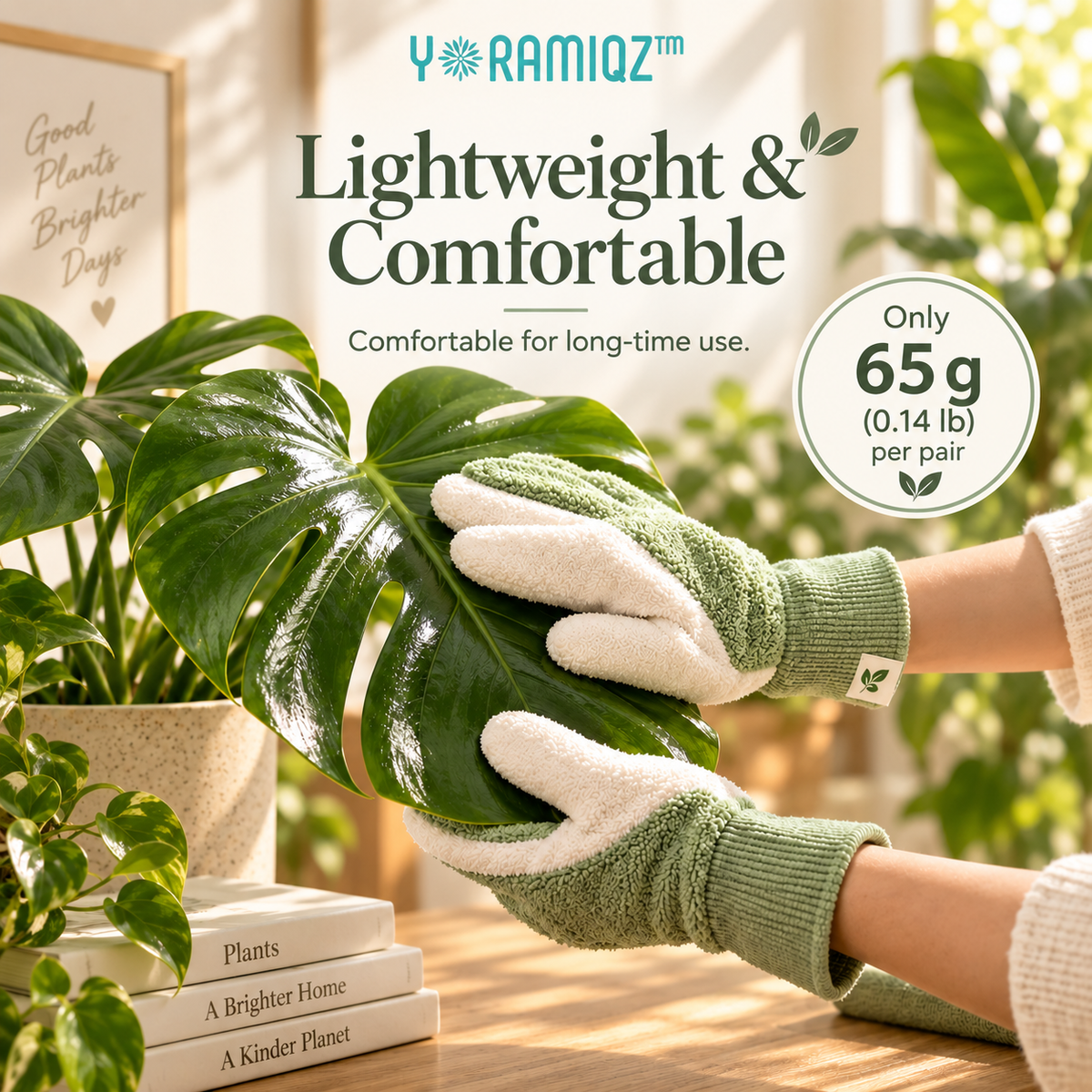 Yoramiqz™ Leaf Whisper – Soft Microfiber Plant Leaf Cleaning Gloves for Monstera, Fiddle Leaf Fig, Rubber Plants & Houseplants