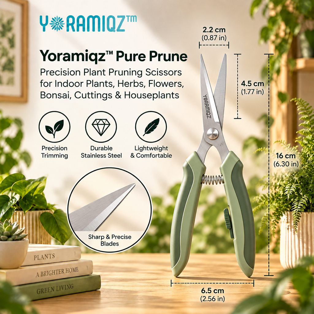 Yoramiqz™ Pure Prune – Precision Plant Pruning Scissors for Indoor Plants, Herbs, Flowers, Bonsai, Cuttings & Houseplants