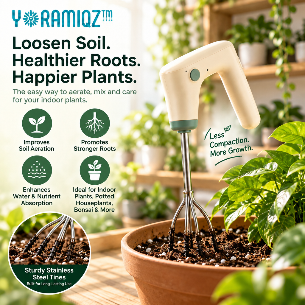 Yoramiqz™ Root Air – Premium Soil Aerator Tool for Indoor Plants, Potted Houseplants, Bonsai & Container Gardening
