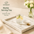Verdaxen™ White Marble Serving Tray, Luxury Coffee Table Tray, Minimalist Kitchen Organizer, Modern Dessert Serving Platter
