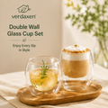 Verdaxen™ Double Wall Glass Tea Cup Set, Minimalist Coffee Mug, Modern Clear Glass Drinkware