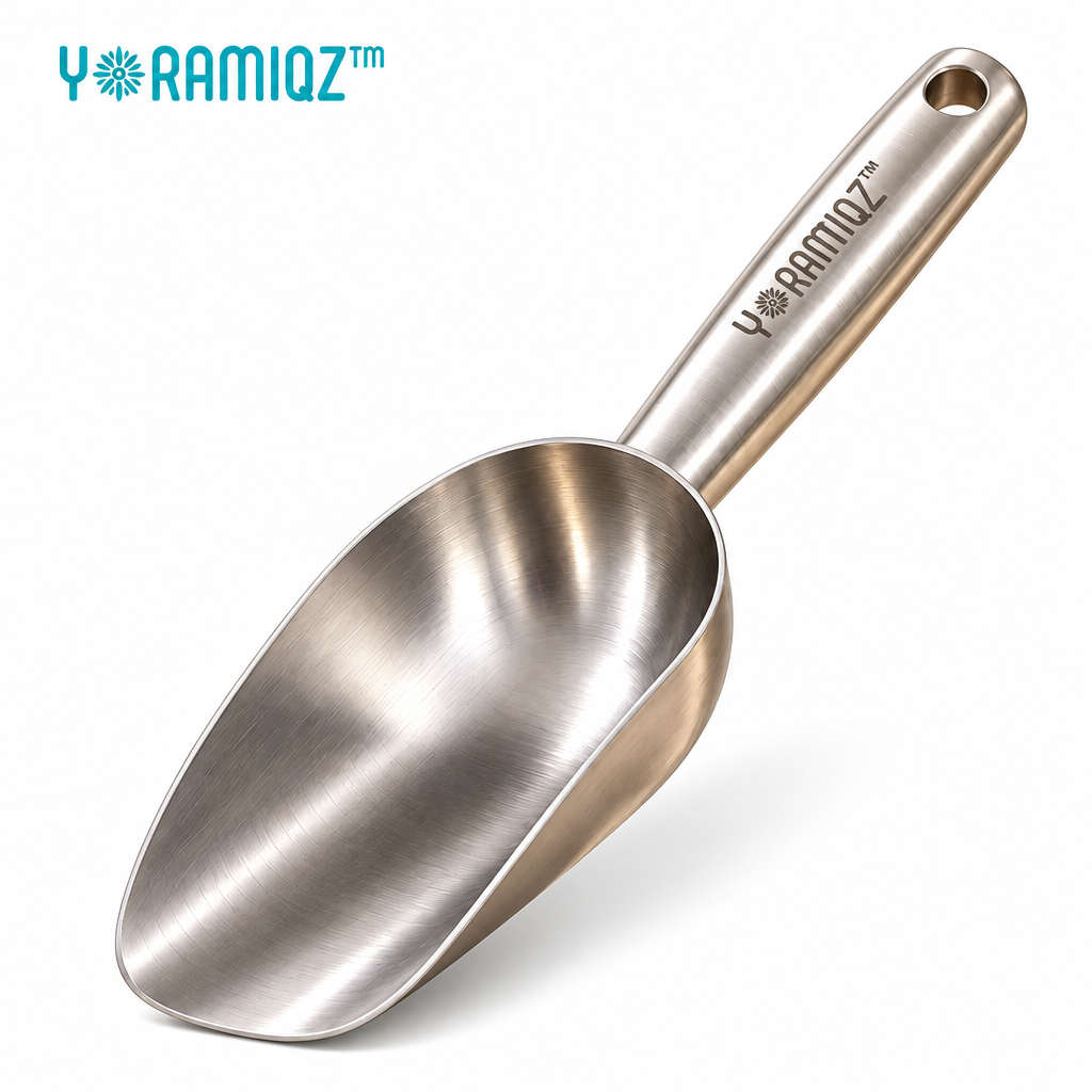 Yoramiqz™ Terra Scoop – Stainless Steel Potting Scoop for Indoor Plants, Soil, Moss, Succulents, Bonsai & Repotting