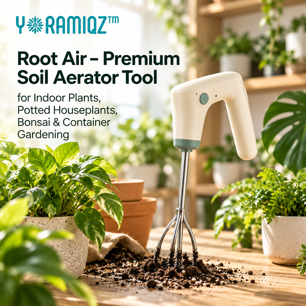 Yoramiqz™ Root Air – Premium Soil Aerator Tool for Indoor Plants, Potted Houseplants, Bonsai & Container Gardening