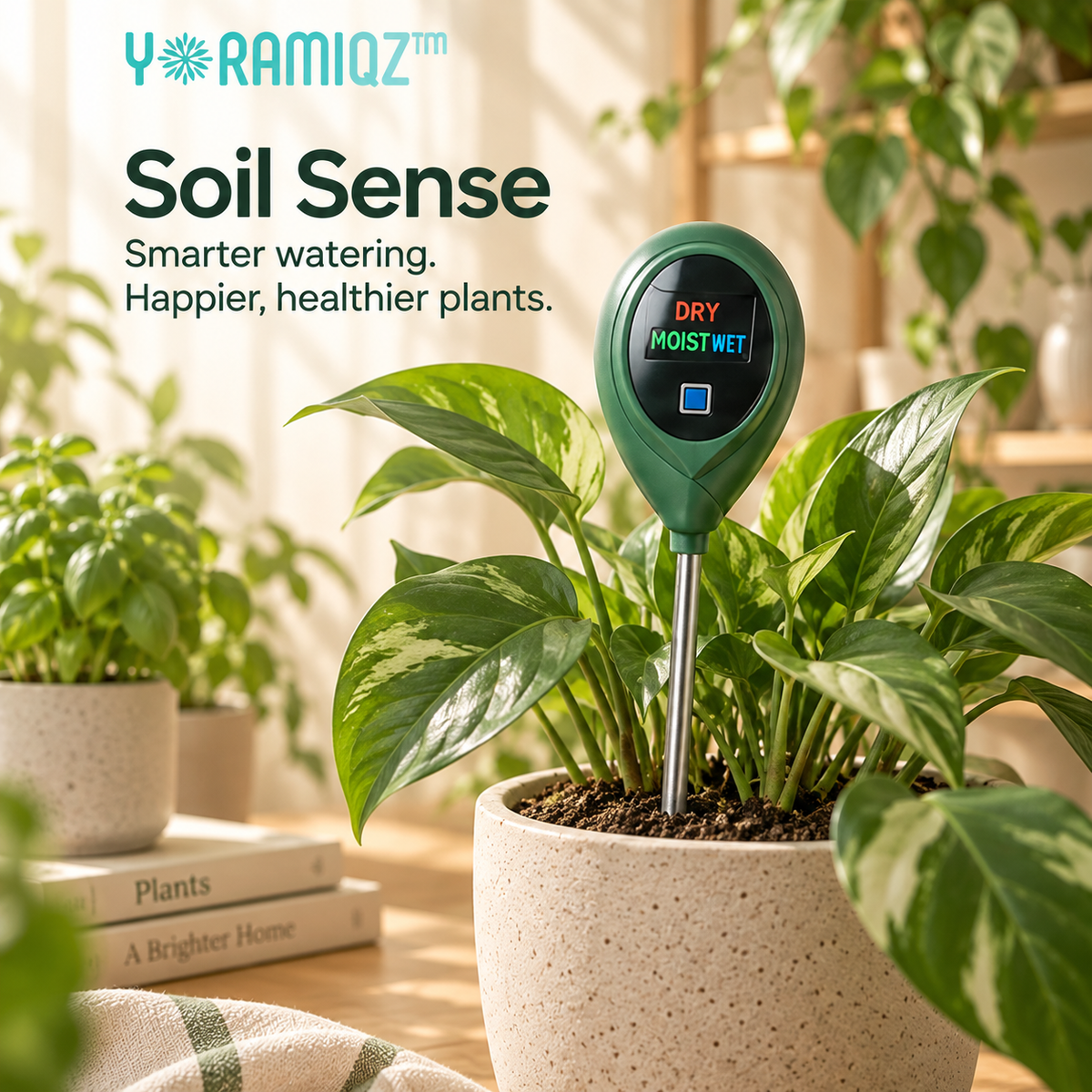Yoramiqz™ Soil Sense – Digital Soil Moisture Meter for Indoor Plants, Houseplants, Herbs, Flowers & Potted Garden Plants