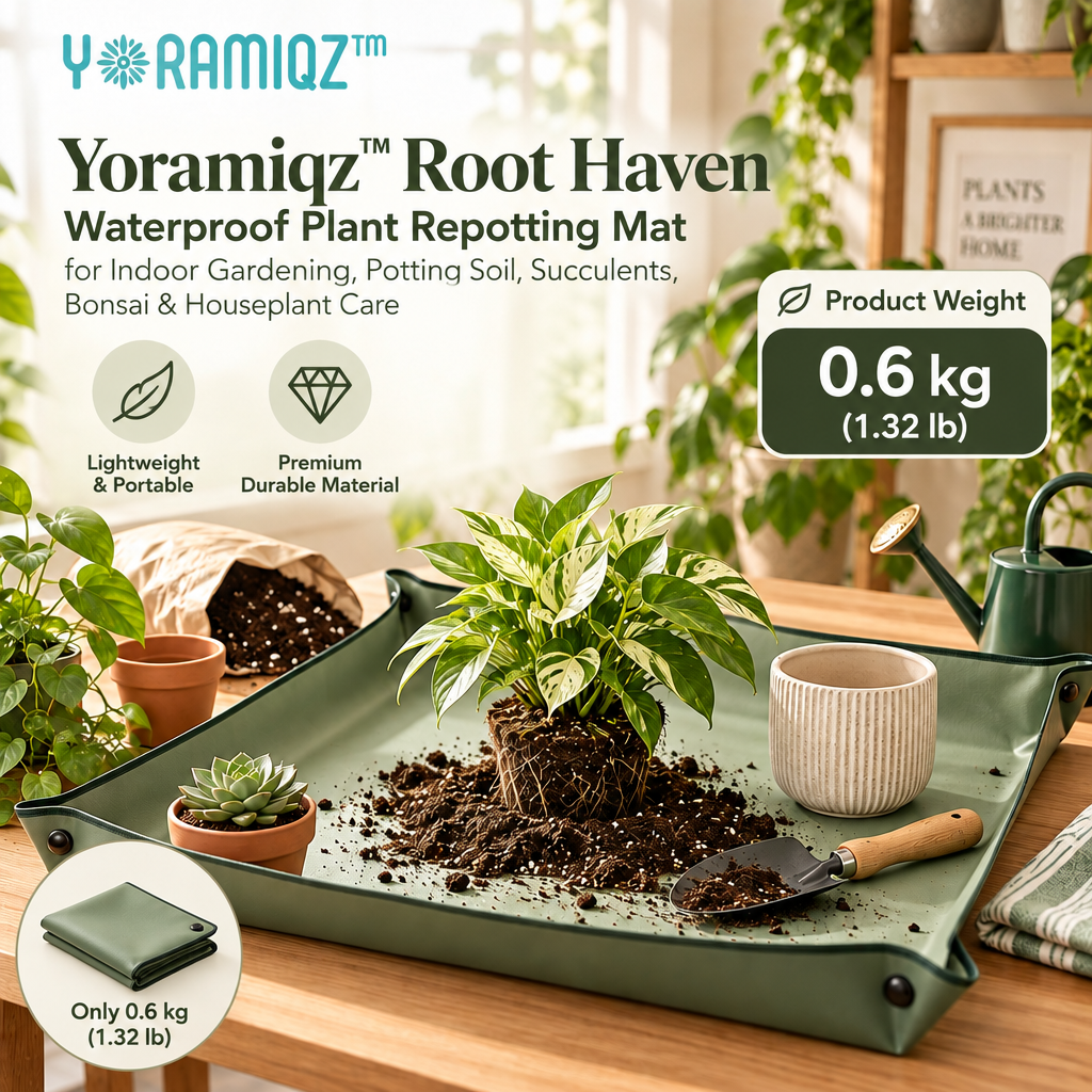 Yoramiqz™ Root Haven – Waterproof Plant Repotting Mat for Indoor Gardening, Potting Soil, Succulents, Bonsai & Houseplant Care
