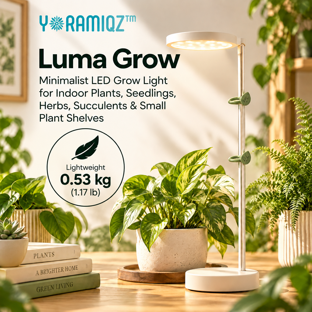 Yoramiqz™ Luma Grow – Minimalist LED Grow Light for Indoor Plants, Seedlings, Herbs, Succulents & Small Plant Shelves