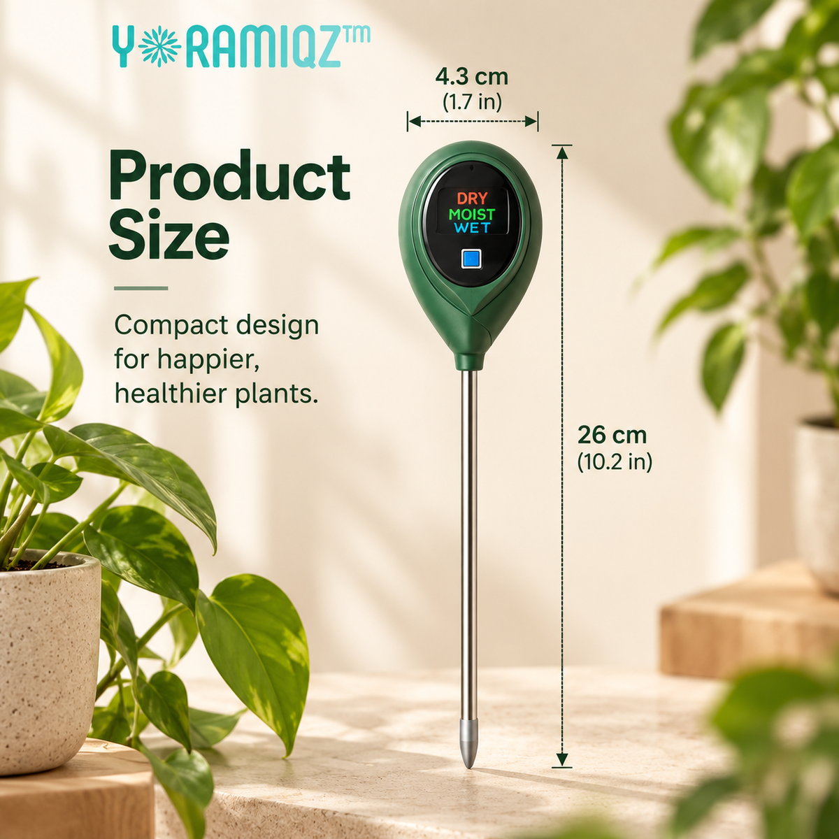 Yoramiqz™ Soil Sense – Digital Soil Moisture Meter for Indoor Plants, Houseplants, Herbs, Flowers & Potted Garden Plants
