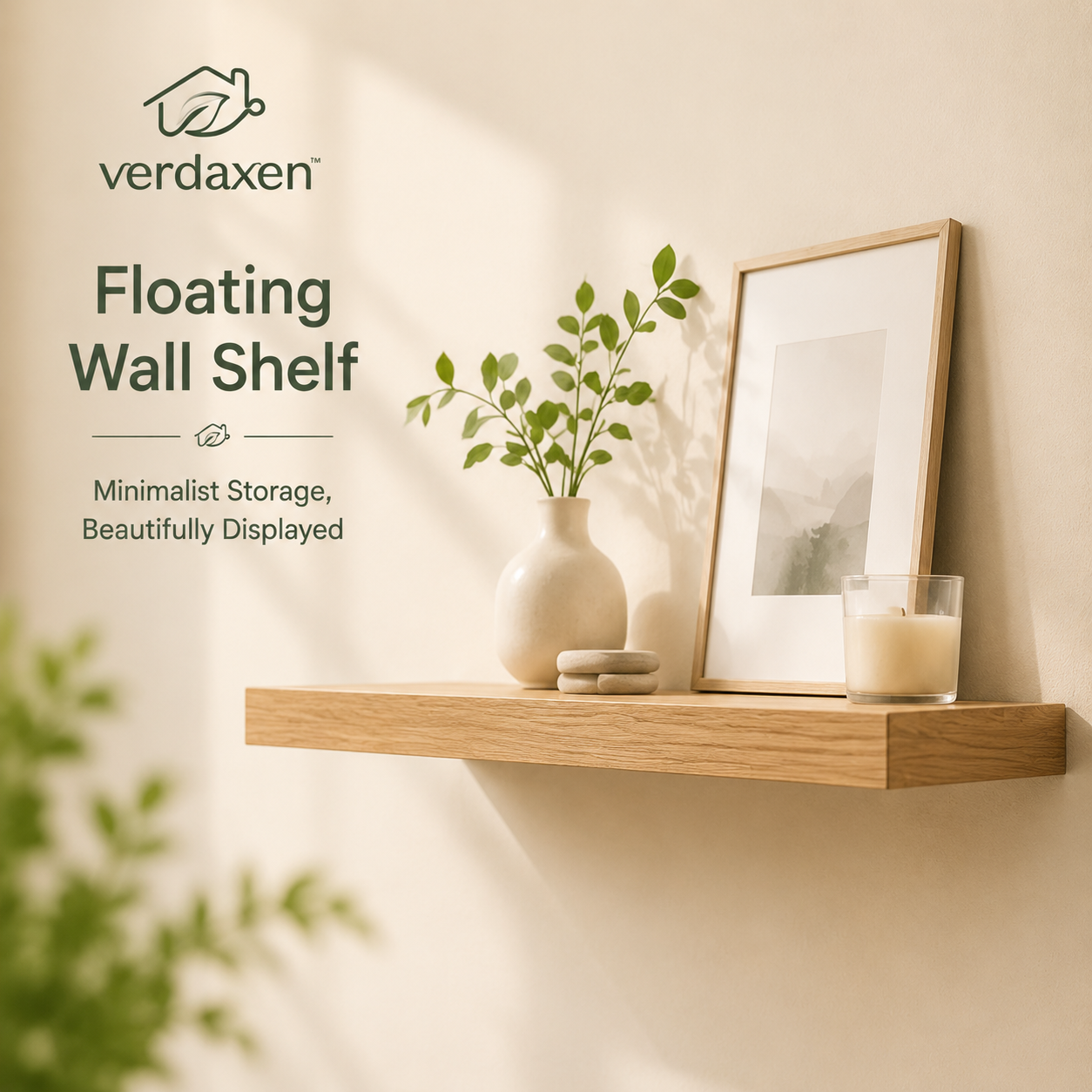 Verdaxen™ Floating Wall Shelf, Minimalist Wooden Display Shelf, Modern Home Storage Organizer