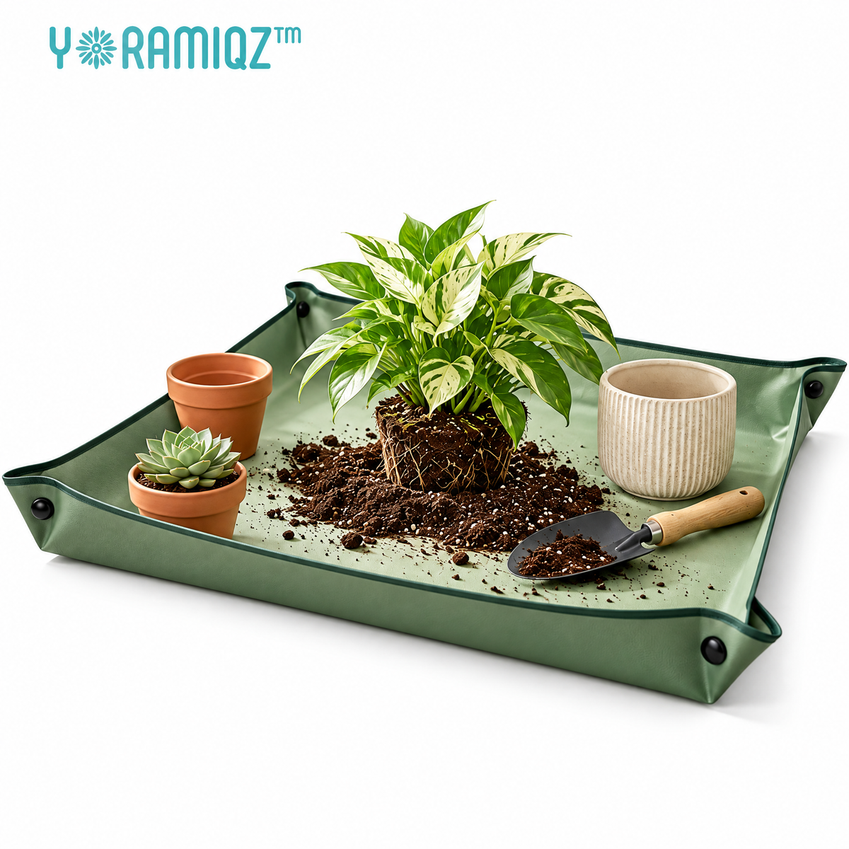 Yoramiqz™ Root Haven – Waterproof Plant Repotting Mat for Indoor Gardening, Potting Soil, Succulents, Bonsai & Houseplant Care