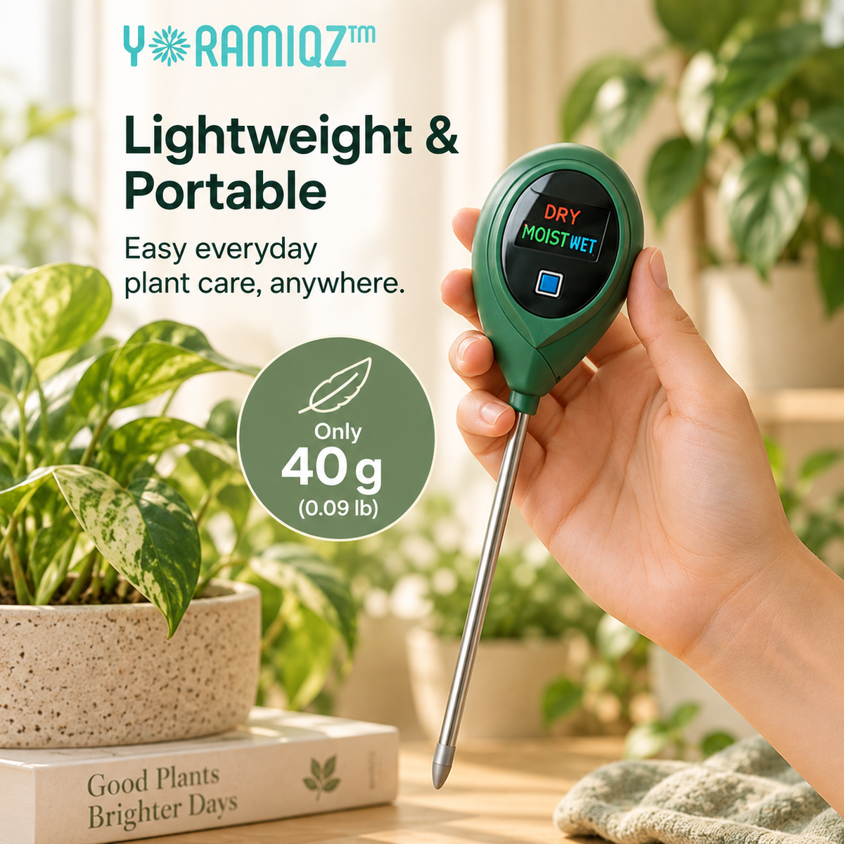 Yoramiqz™ Soil Sense – Digital Soil Moisture Meter for Indoor Plants, Houseplants, Herbs, Flowers & Potted Garden Plants