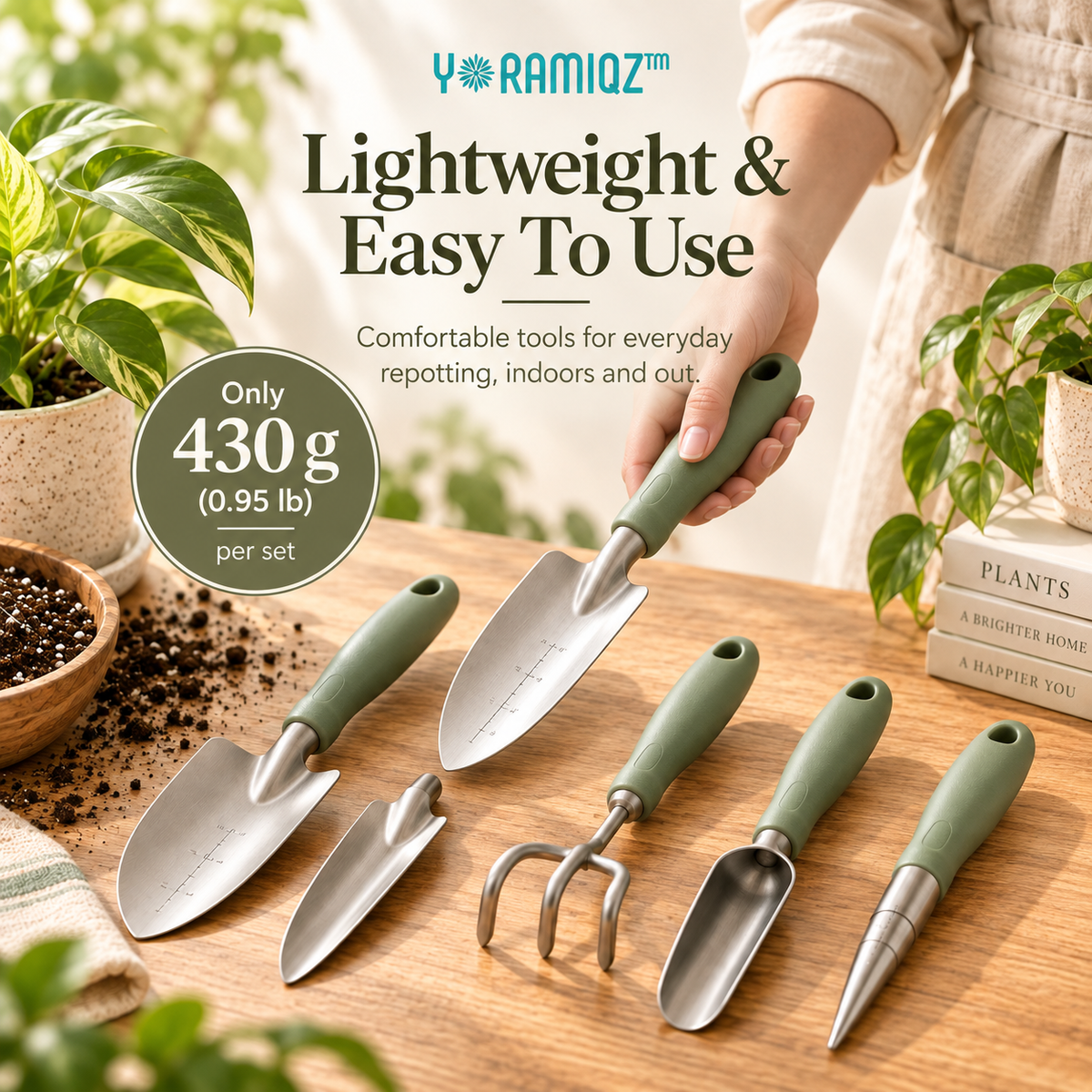 Yoramiqz™ Root Ritual – Premium Indoor Plant Transplanting Tool Set for Repotting, Seedlings, Succulents & Houseplant Care